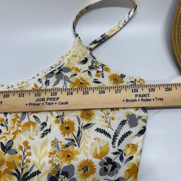 Joie Floral Sundress & Hat Size 12 Mommy and Me Yellow Tiered Cottagecore Beach - Picture 14 of 15